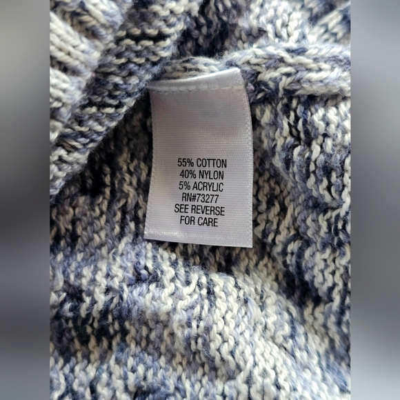 Croft & Barrow Blue Marled White Chunky Knit High Neck Soft Longsleeve Sweater - Picture 7 of 7